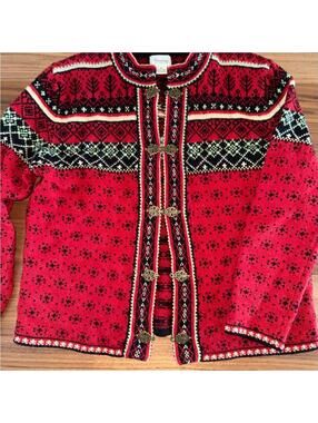 Cambridge Dry Goods Red and Black Patterned Cardigan